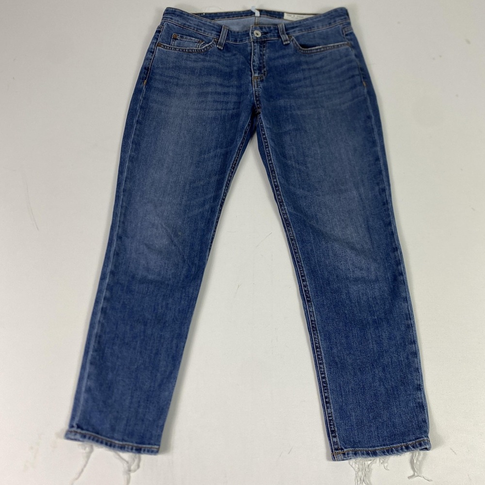 Rag & Bone Julienne Skinny Jeans Womens 27 Medium Wash Stretch Denim Raw Hem